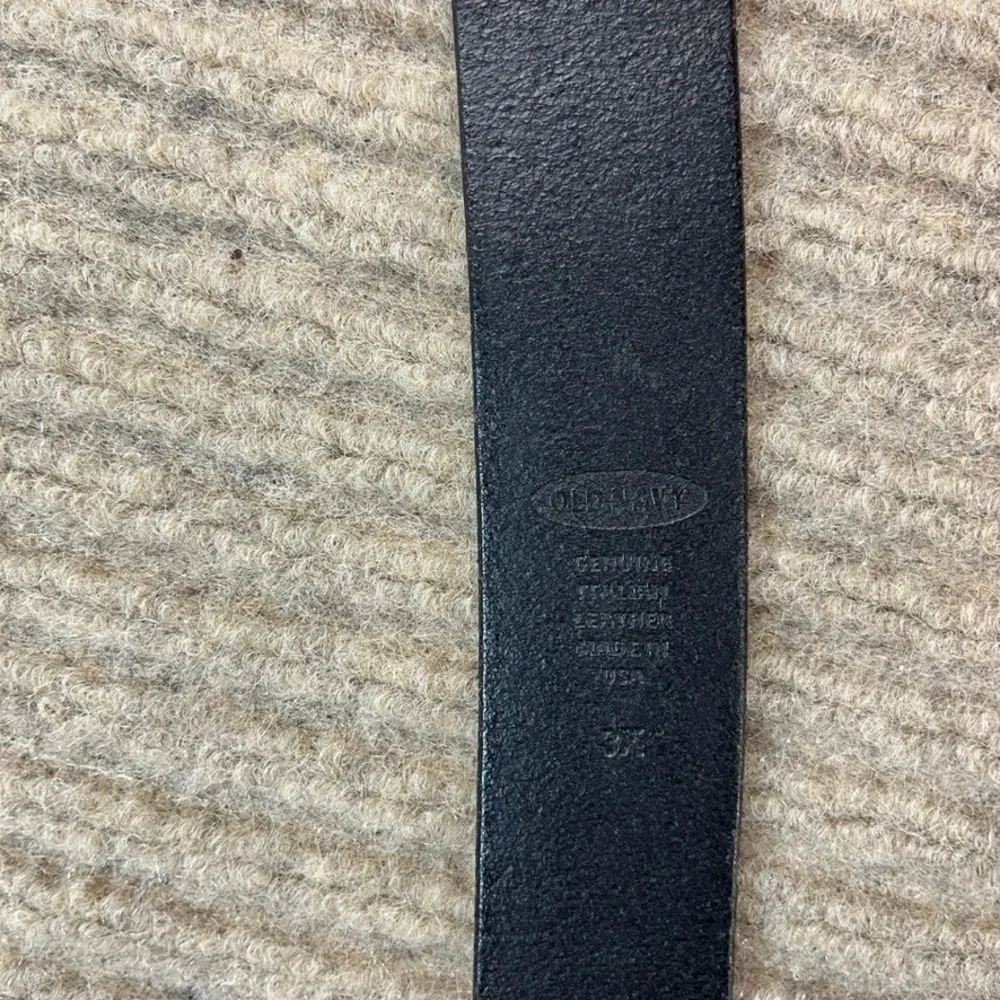 Old Navy Mens Black Italian Leather Belt Silver Buckle Made in USA Size 3XL